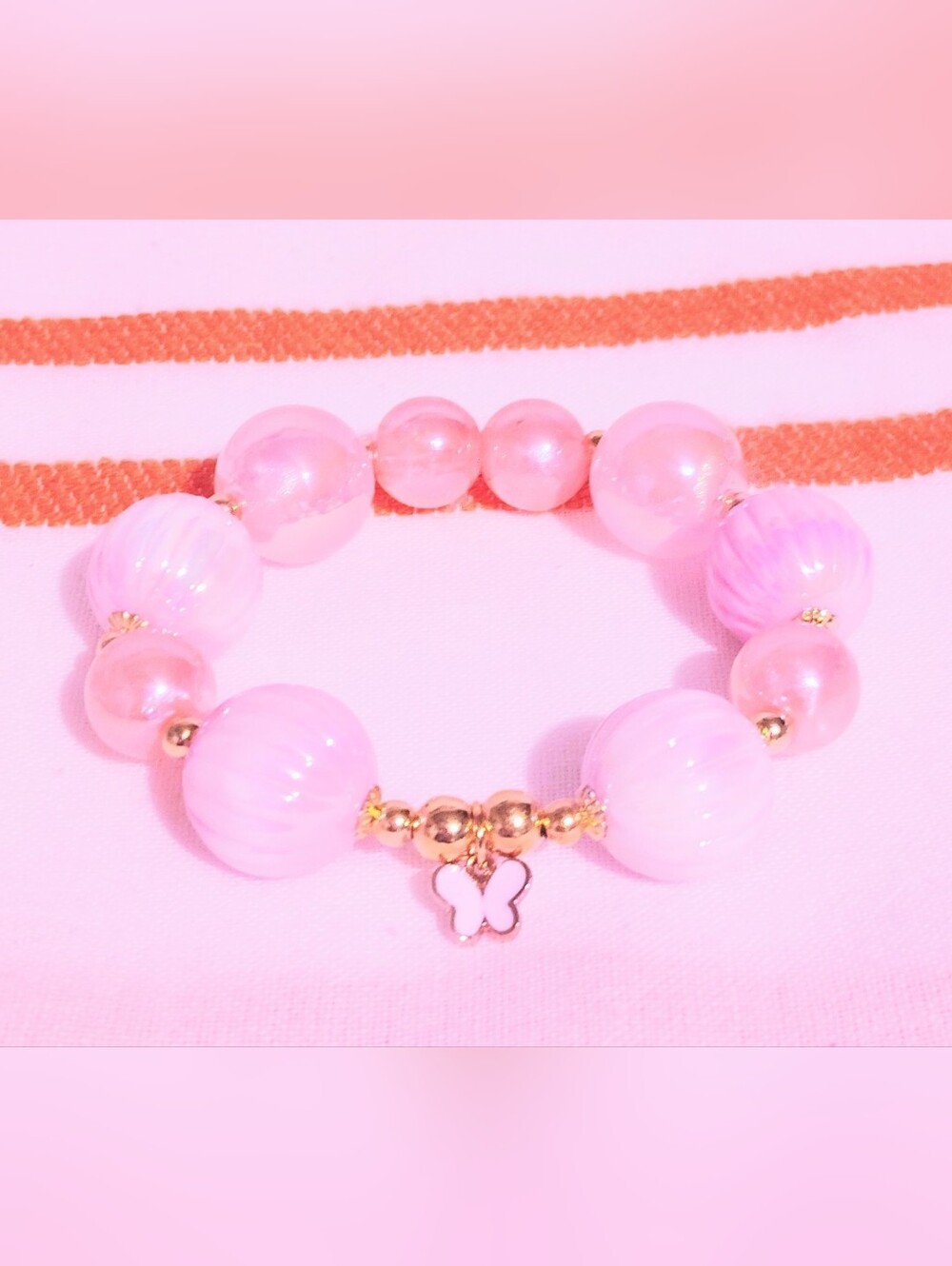 Handmade Butterfly Charm Bracelet One Of A Kind. Pink Premium Acrylic.